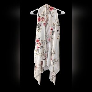 Floral Print White Vest